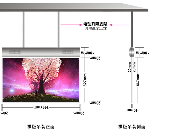 OLED雙面超薄天花吊式橫屏數(shù)字標牌